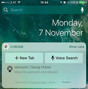 Eddystone notification on an iOS device