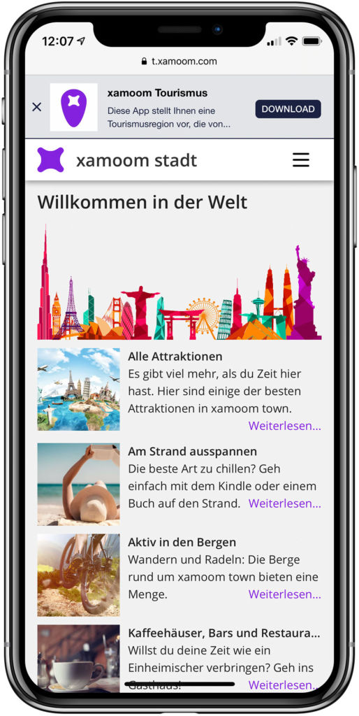 Mobile web Tourismus