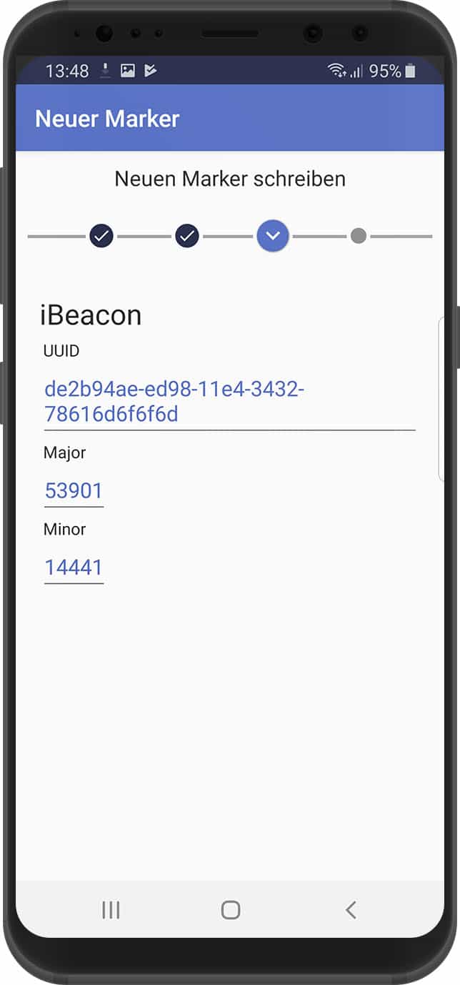 iBeacon IDs mit der xamoom Service App schreiben